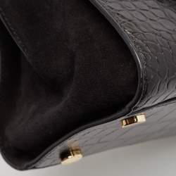 Pre Owned MICHAEL Michael Kors Black Croc Embossed Leather Hamilton Tote