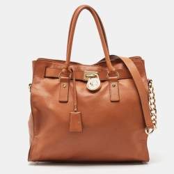 Pre Owned MICHAEL Michael Kors Tan Leather Hamilton Satchel