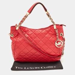 MICHAEL Michael Kors Red Quilted Leather Charm Hobo