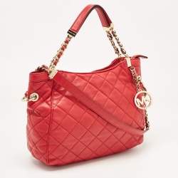 MICHAEL Michael Kors Red Quilted Leather Charm Hobo