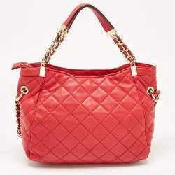 MICHAEL Michael Kors Red Quilted Leather Charm Hobo