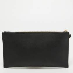 Pre Owned MICHAEL Michael Kors Black Leather Studded Logo Wristlet Pouch
