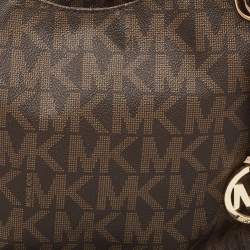 Pre Owned MICHAEL Michael Kors Brown Signature Coated Canvas Lilly Hobo