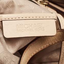 مملوكة مسبقًا حقيبة يد توتس مايكل مايكل كورس جيت سيت جلد وكانفاس مقوى بالشعار بني داكن