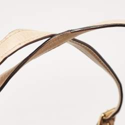 مملوكة مسبقًا حقيبة يد توتس مايكل مايكل كورس جيت سيت جلد وكانفاس مقوى بالشعار بني داكن