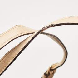 مملوكة مسبقًا حقيبة يد توتس مايكل مايكل كورس جيت سيت جلد وكانفاس مقوى بالشعار بني داكن