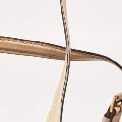 مملوكة مسبقًا حقيبة يد توتس مايكل مايكل كورس جيت سيت جلد وكانفاس مقوى بالشعار بني داكن