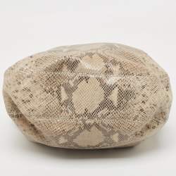 Pre Owned MICHAEL Michael Kors Beige Python Effect Suede Fulton Hobo