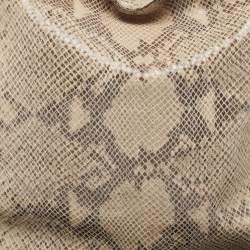 Pre Owned MICHAEL Michael Kors Beige Python Effect Suede Fulton Hobo