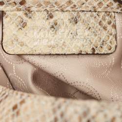 Pre Owned MICHAEL Michael Kors Beige Python Effect Suede Fulton Hobo