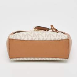 MICHAEL Michael Kors Tan/White Signature Coated Canvas Hamilton Crossbody Bag