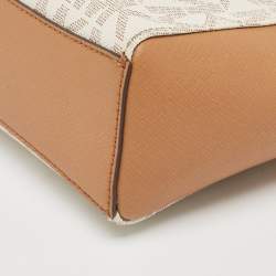 MICHAEL Michael Kors Tan/White Signature Coated Canvas Hamilton Crossbody Bag