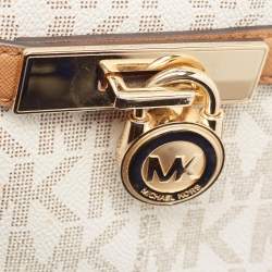 MICHAEL Michael Kors Tan/White Signature Coated Canvas Hamilton Crossbody Bag