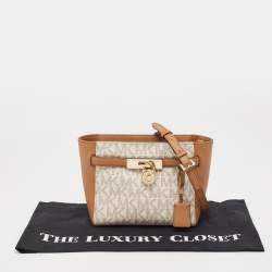 MICHAEL Michael Kors Tan/White Signature Coated Canvas Hamilton Crossbody Bag