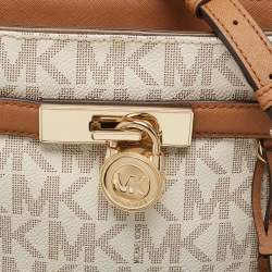 MICHAEL Michael Kors Tan/White Signature Coated Canvas Hamilton Crossbody Bag