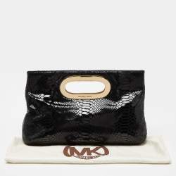 Pre Owned MICHAEL Michael Kors Black Python Effect Leather Berkley Clutch