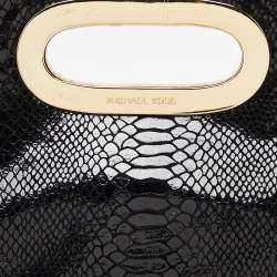 Pre Owned MICHAEL Michael Kors Black Python Effect Leather Berkley Clutch