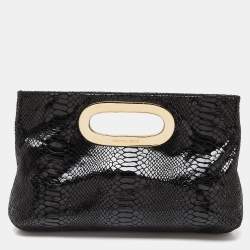 Pre Owned MICHAEL Michael Kors Black Python Effect Leather Berkley Clutch