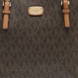 مملوكة مسبقًا MICHAEL Michael Brown Signature Coated Canvas Jet Set Travel Tote