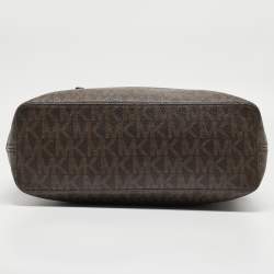 مملوكة مسبقًا MICHAEL Michael Brown Signature Coated Canvas Jet Set Travel Tote