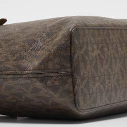 مملوكة مسبقًا MICHAEL Michael Brown Signature Coated Canvas Jet Set Travel Tote