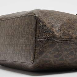 مملوكة مسبقًا MICHAEL Michael Brown Signature Coated Canvas Jet Set Travel Tote