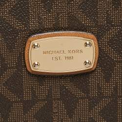 مملوكة مسبقًا MICHAEL Michael Brown Signature Coated Canvas Jet Set Travel Tote