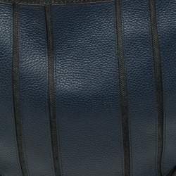 Pre Owned MICHAEL Michael Kors Blue Leather and Canvas Hobo