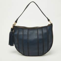 Pre Owned MICHAEL Michael Kors Blue Leather and Canvas Hobo