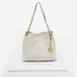 Pre Owned MICHAEL Michael Kors White Leather Jet Set Chain Shoulder Bag