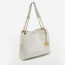 Pre Owned MICHAEL Michael Kors White Leather Jet Set Chain Shoulder Bag