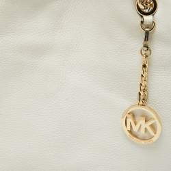 Pre Owned MICHAEL Michael Kors White Leather Jet Set Chain Shoulder Bag
