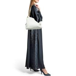 Pre Owned MICHAEL Michael Kors White Leather Jet Set Chain Shoulder Bag