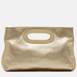 Pre Owned MICHAEL Michael Kors Gold Leather Berkley Clutch
