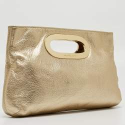 Pre Owned MICHAEL Michael Kors Gold Leather Berkley Clutch