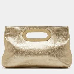 Pre Owned MICHAEL Michael Kors Gold Leather Berkley Clutch
