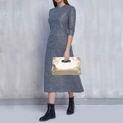 Pre Owned MICHAEL Michael Kors Gold Leather Berkley Clutch