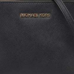 Pre Owned MICHAEL Michael Kors Black Leather Jet Set Crossbody Bag