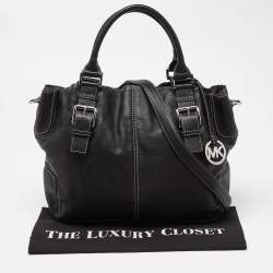 Pre Owned MICHAEL Michael Kors Black Leather Brookville Tote