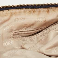 Pre Owned MICHAEL Michael Kors Navy Blue Pebbled Leather Tristan Satchel