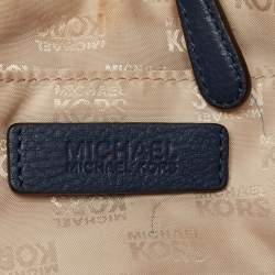 Pre Owned MICHAEL Michael Kors Navy Blue Pebbled Leather Tristan Satchel