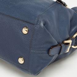 Pre Owned MICHAEL Michael Kors Navy Blue Pebbled Leather Tristan Satchel