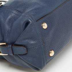 Pre Owned MICHAEL Michael Kors Navy Blue Pebbled Leather Tristan Satchel