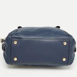 Pre Owned MICHAEL Michael Kors Navy Blue Pebbled Leather Tristan Satchel