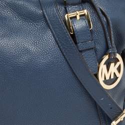 Pre Owned MICHAEL Michael Kors Navy Blue Pebbled Leather Tristan Satchel