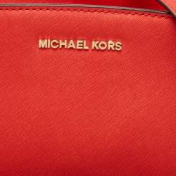Pre Owned MICHAEL Michael Kors Red Saffiano Leather Medium Selma Crossbody Bag