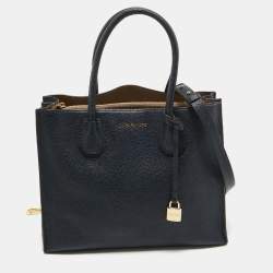 Pre Owned MICHAEL Michael Kors Navy Blue Grain Leather Large Mercer Tote