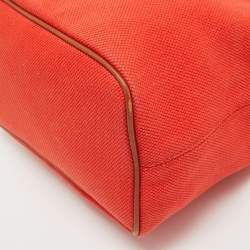 Pre Owned Michael Kors Orange/Brown Canvas and Leather Marina Drawstring Bag