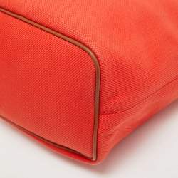 Pre Owned Michael Kors Orange/Brown Canvas and Leather Marina Drawstring Bag