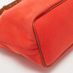Pre Owned Michael Kors Orange/Brown Canvas and Leather Marina Drawstring Bag